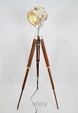 Recherche de projecteur de scène vintage - Trépied en bois pour projecteur de studio - Lampe de spot antique