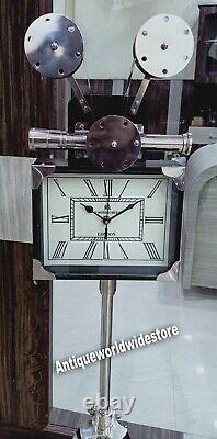 Réplique Nautique Marine Vintage Style Horloge Trépied En Bois Stand Horloge