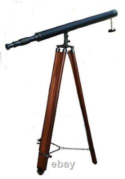 Reproduction de télescope en laiton de style ancien avec trépied en bois ajustable