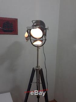 Retro Spotlight Avec Support Trépied Noir Vintage Searchlight Lampe Sur Pied