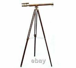 Support de trépied antique élégant télescope brun fonctionnel fini vintage fait main