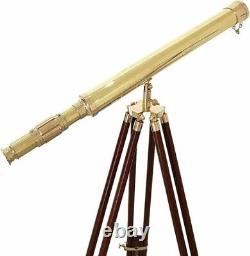 Support de trépied réglable en bois Nouveau Designer 39 pouces Télescope en laiton fait main