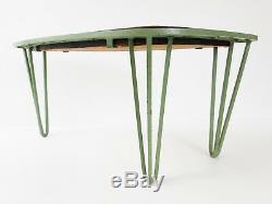 Table Basse Résine Supplémentaire Trépied En Métal Inclusions Herbier 1950 Vintage 50's