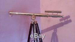 Télescope Antique En Laiton Vintage De Trépied De Baril