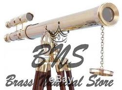 Télescope Double Barillet Vintage Nautique Scope Antique Spyglass Trépied Marine
