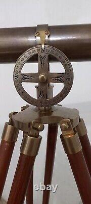 Télescope Maritime Nautique Antique en Laiton avec Trépied en Bois de 39 Pouces