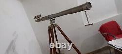 Télescope Maritime Nautique Antique en Laiton avec Trépied en Bois de 39 Pouces