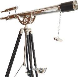 Télescope avec trépied en bois Vintage Antique Décoratif Nautique Cadeau en laiton massif