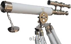 Télescope de marin double canon rétro vintage avec trépied en bois