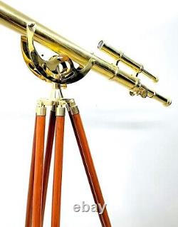 Télescope de sol avec support fait main, laiton marin vintage Astro sur pied