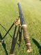 Télescope De Sol En Laiton Vintage Avec Incrustations De Bois Sur Trépied