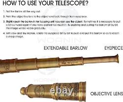 Télescope de sol en laiton vintage avec trépied en bois - article télescope