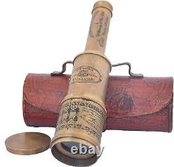 Télescope de sol en laiton vintage avec trépied en bois - article télescope