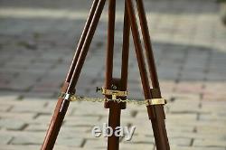 Télescope en bois à barillet unique vintage avec support trépied en bois - Article cadeau nautique
