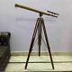 Télescope En Laiton Antique De 39 Pouces à Double Barillet Avec Trépied En Bois