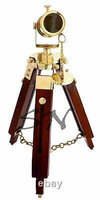 Télescope en laiton avec trépied en bois - Décoration de bureau maritime nautique vintage