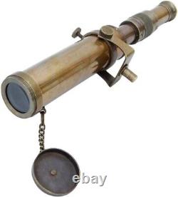 Télescope en laiton avec trépied en bois - Décoration de bureau vintage maritime nautique