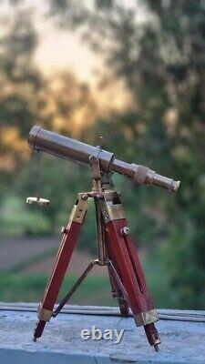 Télescope en laiton avec trépied en bois, télescope maritime vintage marin nautique 12