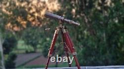 Télescope en laiton avec trépied en bois, télescope maritime vintage marin nautique 12