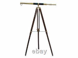 Télescope en laiton vintage sur trépied en bois nautique maritime 60