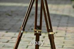 Télescope marin en laiton antique avec trépied en bois pour la maison/le bureau