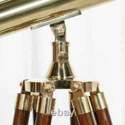 Télescope nautique vintage en laiton de 39 pouces avec finition dorée et support trépied décoratif