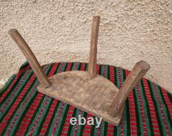 Trépied Antique Antique Ancienne Chaise En Bois Sculptée À La Main, Sto En Bois Rustique