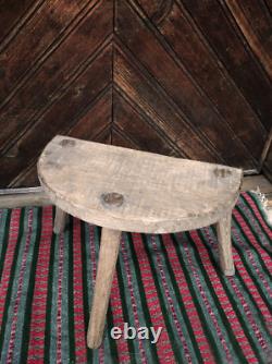 Trépied Antique Antique Ancienne Chaise En Bois Sculptée À La Main, Sto En Bois Rustique