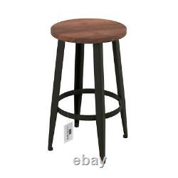 Trépied Chair Wood Vintage Backless Metal Counter Stools Round Foot Rest (2-pack)