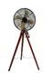 Ventilateur De Sol Antique Noir Fait à La Main Nautique Avec Trépied En Bois Réglable
