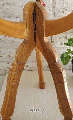 Vieille Table De Trépied De Chameau En Bois Sculpté De Touriste Égyptien / Pied De Plante 19