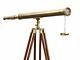 Vieux Télescope Nautique 39 Antique Avec Trépied Stand Regarder En Laiton Spyglass