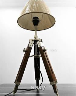 Vinatge Lampe De Table En Bois Réglable Trépied Stand Vintage Bureau Ombre Lumière De Lampe