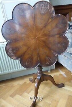 Vintage Antique Inclinaison Haut Pétoncle Occasionnelle Table Latérale Plante Lampe Trépied Pieds