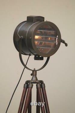 Vintage Antique Industriel Trépied Lampe De Sol Spotlight Lampe De Recherche Cadeaux De Décoration