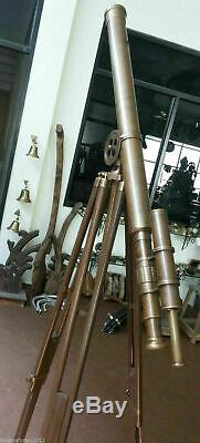 Vintage Brass Double Barrel Antique Astro Télescope Avec Trépied Gift Item