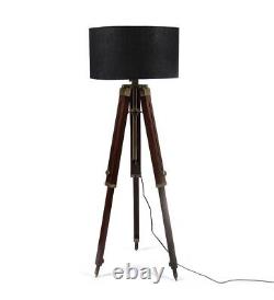 Vintage Décor Shade Lampe Marron Trépied En Bois Stand Classic Lampe Design