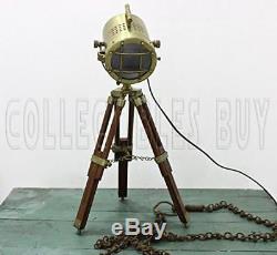 Vintage Décoratif Marine Lampe De Table Nautique Royal En Bois Trépied Décor