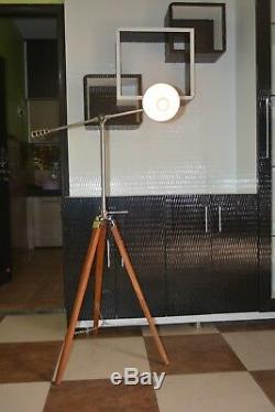 Vintage Designer Floor Lamp Cosmo Avec Trépied En Bois Searchlight Home Décor Cadeau