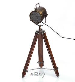 Vintage Designer Industrial Antique Nautical Spot Light Tripod Décor De Lampe De Sol