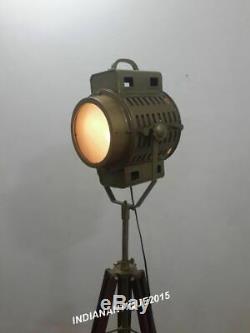 Vintage Designer Industriel Laiton Antique Spot Light Lampadaire Trépied
