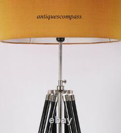 Vintage Designer Nautical Floor Shade Lampe Trépied Noir Stand Maison Décor