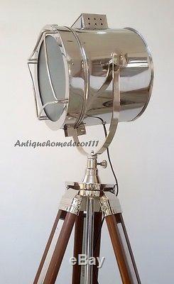 Vintage Heavy Big Floor Lampe Projecteur De Bois Trépied Décor De Maison DIM Spotlight