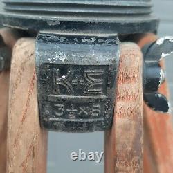 Vintage K&e 3-1/2 X 8 Arpenteur En Bois 58 Trépied De Transport De Niveau Keuffel & Esser