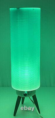 Vintage MID Century En Plastique Ombre Lampe De Table Trépied Turquoise Cylindre 15 1960s