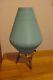 Vintage Mid Century Modern Atomic Beehive Lampe Turquoise Teal Jambes De Trépied En Bois