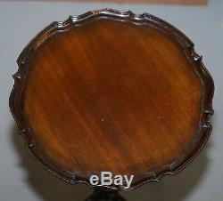 Vintage Mahogany Pie Crust Bord De Trépied Fin De La Lampe À Vin Table Claw & Ball
