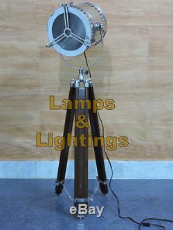 Vintage Searchlight Nautical Industrial Metal Tripod Floor Lampe Led Edison