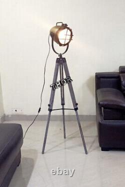Vintage Style Designer Studio Lampe De Sol Spot Lumière En Bois Trépied Lampe Decor