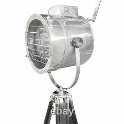 Vintage Tripod Spotlight Lampe De Plancher Chrome Finish Aviation Nautical 22